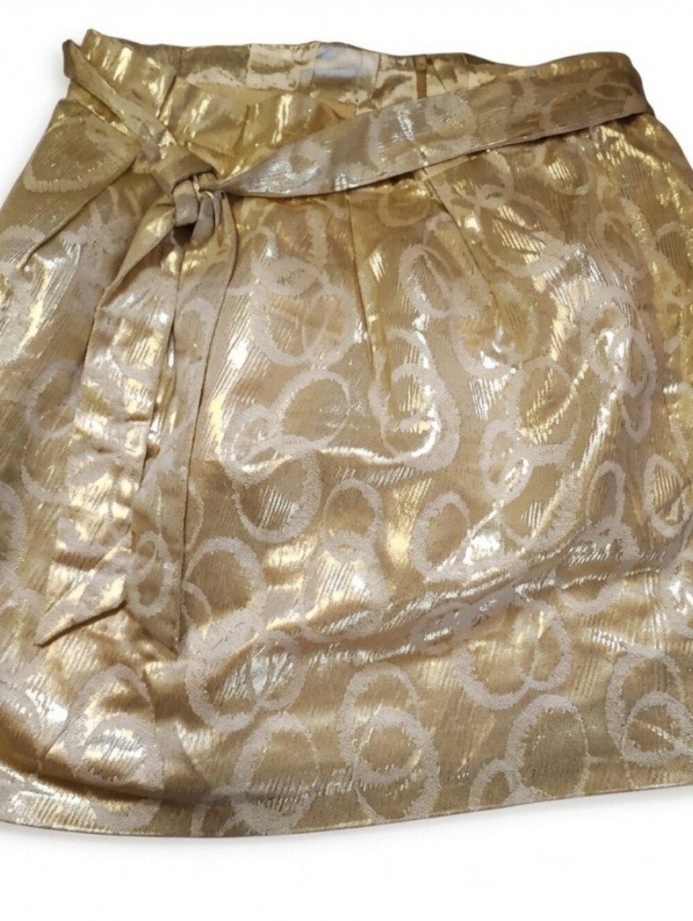 Boo Gemes Gold Brocade A-Line Skirt‎ Size Xl